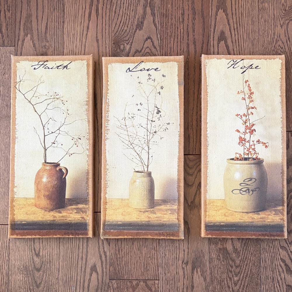 Rustic Faith, Love, Hope Wall Art Set